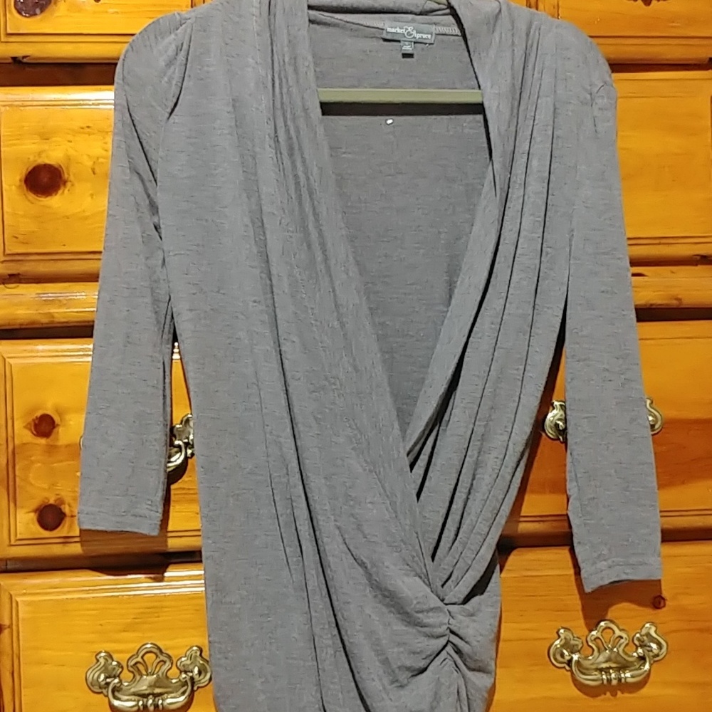 Gray wrap top